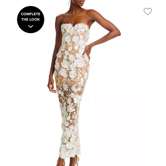 Bronx and Banco Jasmine Blanc Floral Embellished Strapless Gown - Picture 5 of 9
